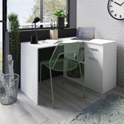 Rohový psací stůl ACACIAS - bílý