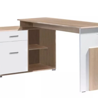 Rohový psací stůl DIBULLA - dub sonoma / alpský bílý