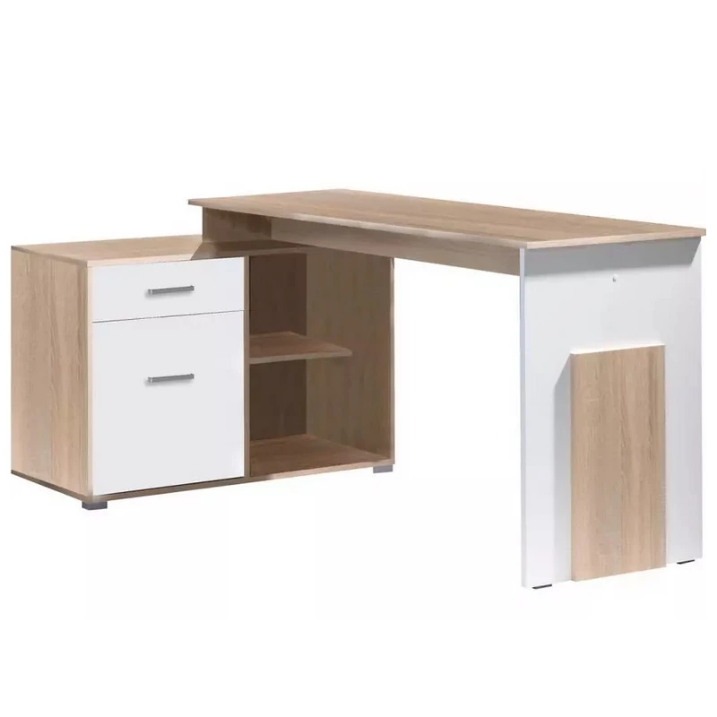 Rohový psací stůl DIBULLA - dub sonoma / alpský bílý