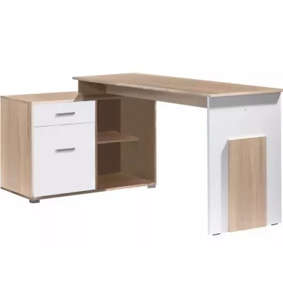 Rohový psací stůl DIBULLA - dub sonoma / alpský bílý