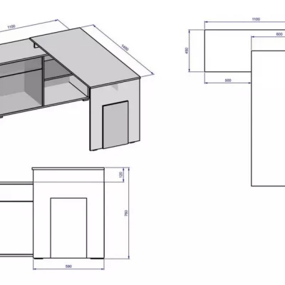 Rohový psací stůl DIBULLA - dub sonoma / alpský bílý