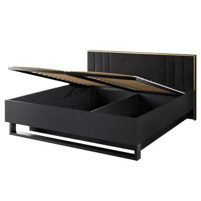 Manželská postel s úložným prostorem 180x200 MOSQURA - černá grafitová