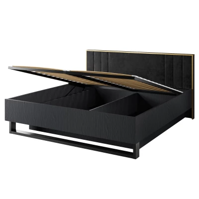 Manželská postel s úložným prostorem 160x200 MOSQURA - černá grafitová