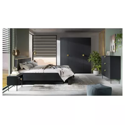 Manželská postel 160x200 MOSQURA - černá grafitová