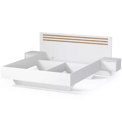 Manželská postel 180x200 TURBO - dub artisan / bílá + 2x noční stolek ZDARMA