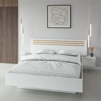 Manželská postel 180x200 TURBO - dub artisan / bílá + 2x noční stolek ZDARMA