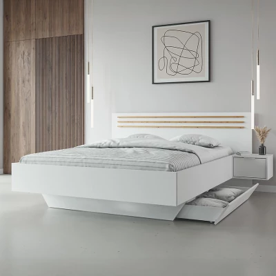 Manželská postel 180x200 TURBO - dub artisan / bílá + 2x noční stolek ZDARMA