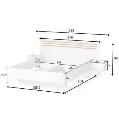 Manželská postel 180x200 TURBO - dub artisan / bílá + 2x noční stolek ZDARMA