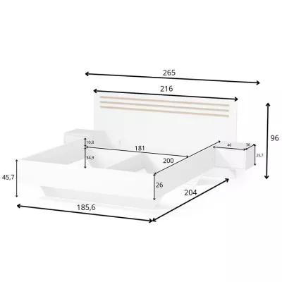 Manželská postel 180x200 TURBO - dub artisan / bílá + 2x noční stolek ZDARMA
