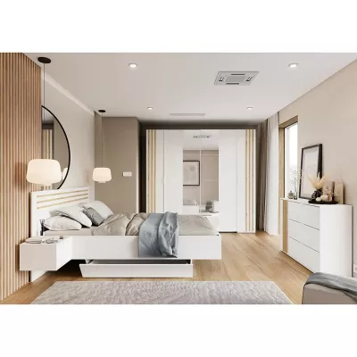 Manželská postel 160x200 TURBO - dub artisan / bílá + 2x noční stolek ZDARMA