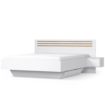 Manželská postel 160x200 TURBO - dub artisan / bílá + 2x noční stolek ZDARMA