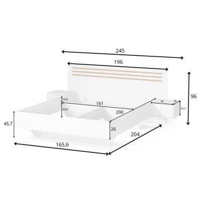 Manželská postel 160x200 TURBO - dub artisan / bílá + 2x noční stolek ZDARMA