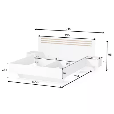 Manželská postel 160x200 TURBO - dub artisan / bílá + 2x noční stolek ZDARMA