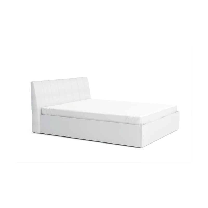 Manželská postel s úložným prostorem 160x200 GUAMO - alpská bílá / lesklá bílá