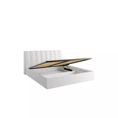 Manželská postel s úložným prostorem 160x200 GUAMO - alpská bílá / lesklá bílá