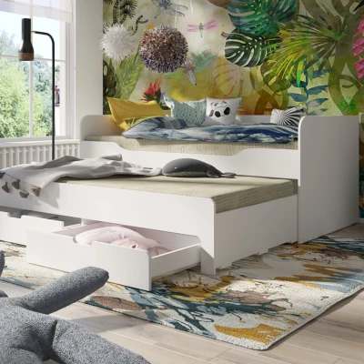 Dětská postel 90x200 s přistýlkou MOGOTES - alpská bílá