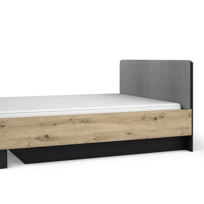 Dvojlůžková postel s úložným prostorem 160x200 SALAMINA - dub artisan / černá grafitová