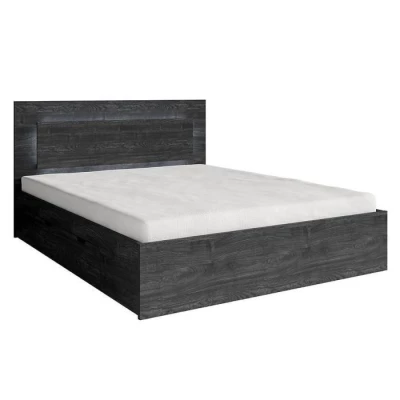 Manželská postel se šuplíky 160x200 RIONERO - jasan portland tmavý + LED osvětlení ZDARMA