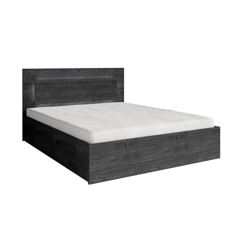 Manželská postel se šuplíky 160x200 RIONERO - jasan portland tmavý + LED osvětlení ZDARMA