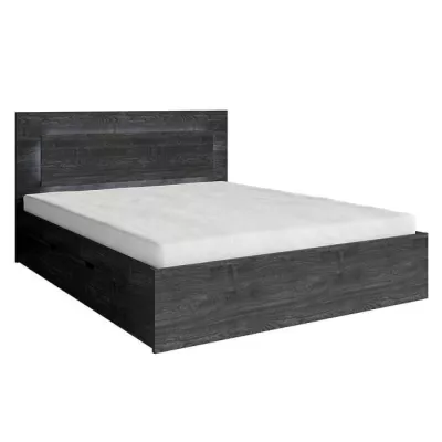 Manželská postel se šuplíky 160x200 RIONERO - jasan portland tmavý + LED osvětlení ZDARMA