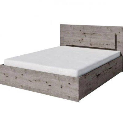 Manželská postel se šuplíky 180x200 RIONERO - dub wellington + LED osvětlení ZDARMA