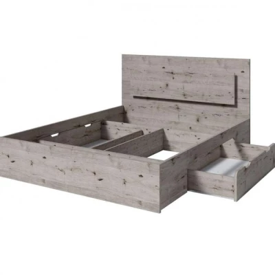 Manželská postel se šuplíky 160x200 RIONERO - dub wellington + LED osvětlení ZDARMA