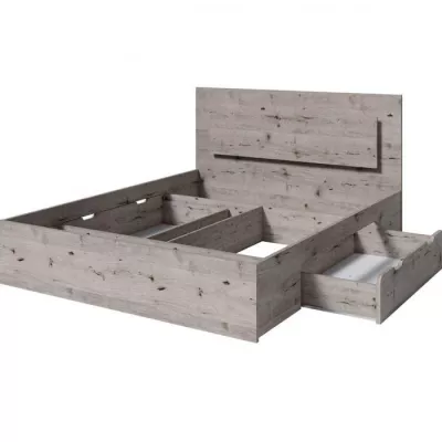 Manželská postel se šuplíky 160x200 RIONERO - dub wellington + LED osvětlení ZDARMA