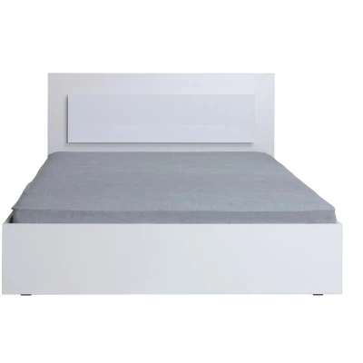 Manželská postel 160x200 CAJICA - alpská bílá / lesklá bílá + LED osvětlení ZDARMA