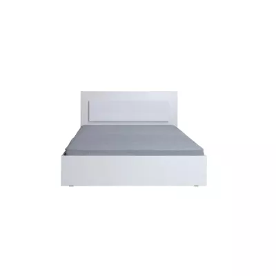 Manželská postel 160x200 CAJICA - alpská bílá / lesklá bílá + LED osvětlení ZDARMA