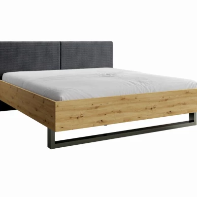 Manželská postel 180x200 GUADUAS - dub artisan / grafitová