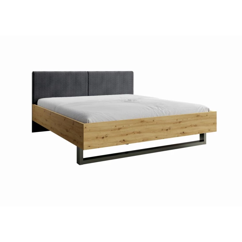 Manželská postel 160x200 GUADUAS - dub artisan / grafitová