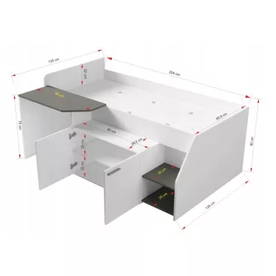 Multifunkční dětská postel 120x200 IBAGUE - bílá