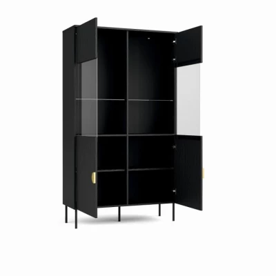 Vysoká vitrína MOSQURA - černá grafitová