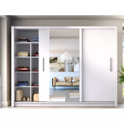 Velká šatní skříň 248 cm se zrcadlem ARMENIA - bílá