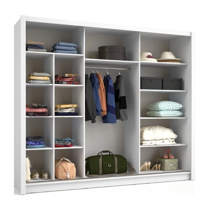 Velká šatní skříň 248 cm se zrcadlem ARMENIA - bílá