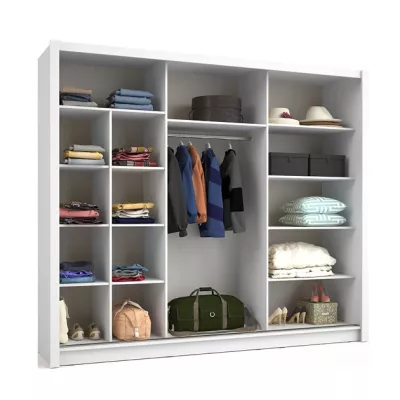 Velká šatní skříň 248 cm se zrcadlem ARMENIA - bílá