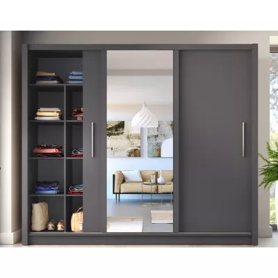 Velká šatní skříň 248 cm se zrcadlem ARMENIA - grafitová