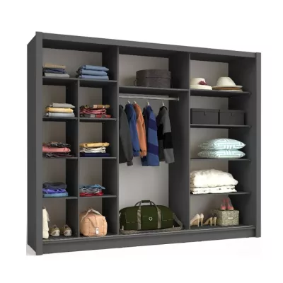 Velká šatní skříň 248 cm se zrcadlem ARMENIA - grafitová