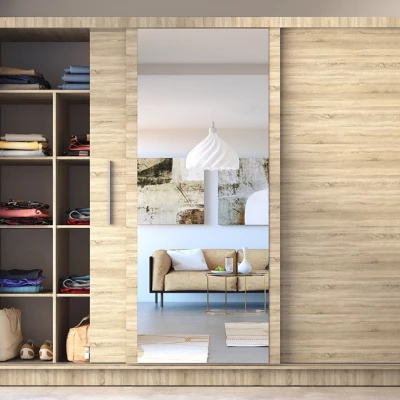 Velká šatní skříň 248 cm se zrcadlem ARMENIA - dub sonoma