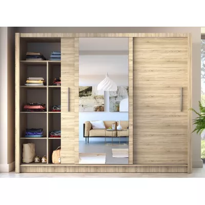 Velká šatní skříň 248 cm se zrcadlem ARMENIA - dub sonoma