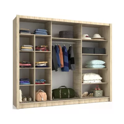 Velká šatní skříň 248 cm se zrcadlem ARMENIA - dub sonoma