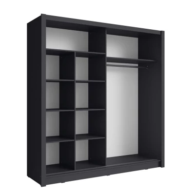 Široká šatní skříň 205 cm se zrcadlem ARMENIA - grafitová