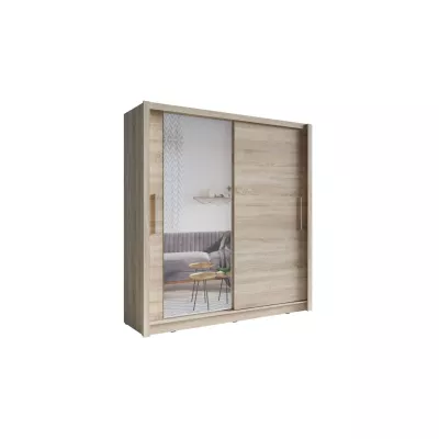 Široká šatní skříň 205 cm se zrcadlem ARMENIA - dub sonoma