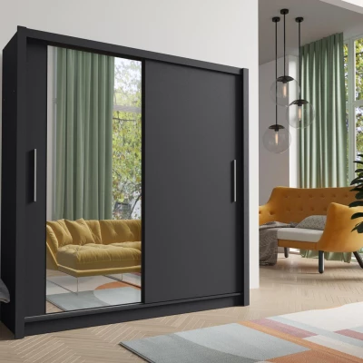 Vysoká šatní skříň 155 cm se zrcadlem ARMENIA - grafitová