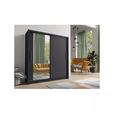 Vysoká šatní skříň 155 cm se zrcadlem ARMENIA - grafitová