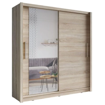 Vysoká šatní skříň 155 cm se zrcadlem ARMENIA - dub sonoma