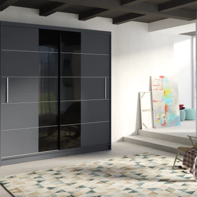 Široká šatní skříň 200 cm SOGAMO - grafitová