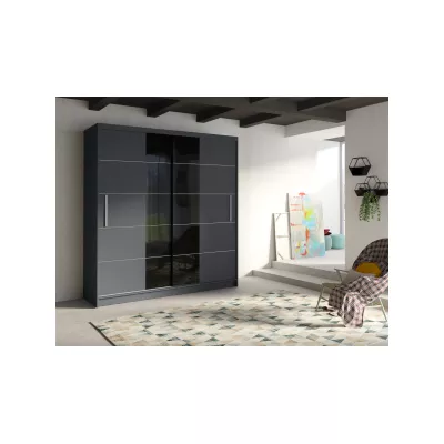 Široká šatní skříň 200 cm SOGAMO - grafitová