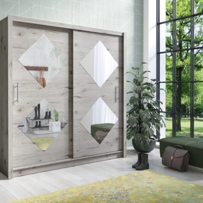 Zrcadlová šatní skříň 205 cm SOATA - dub wellington