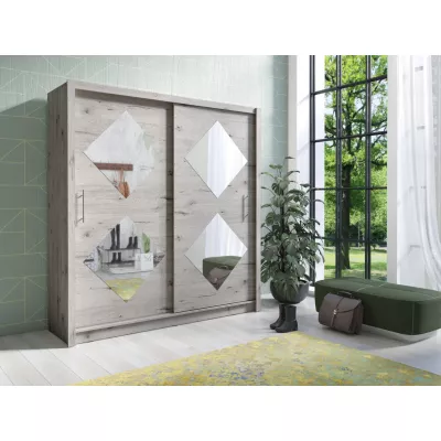 Zrcadlová šatní skříň 205 cm SOATA - dub wellington